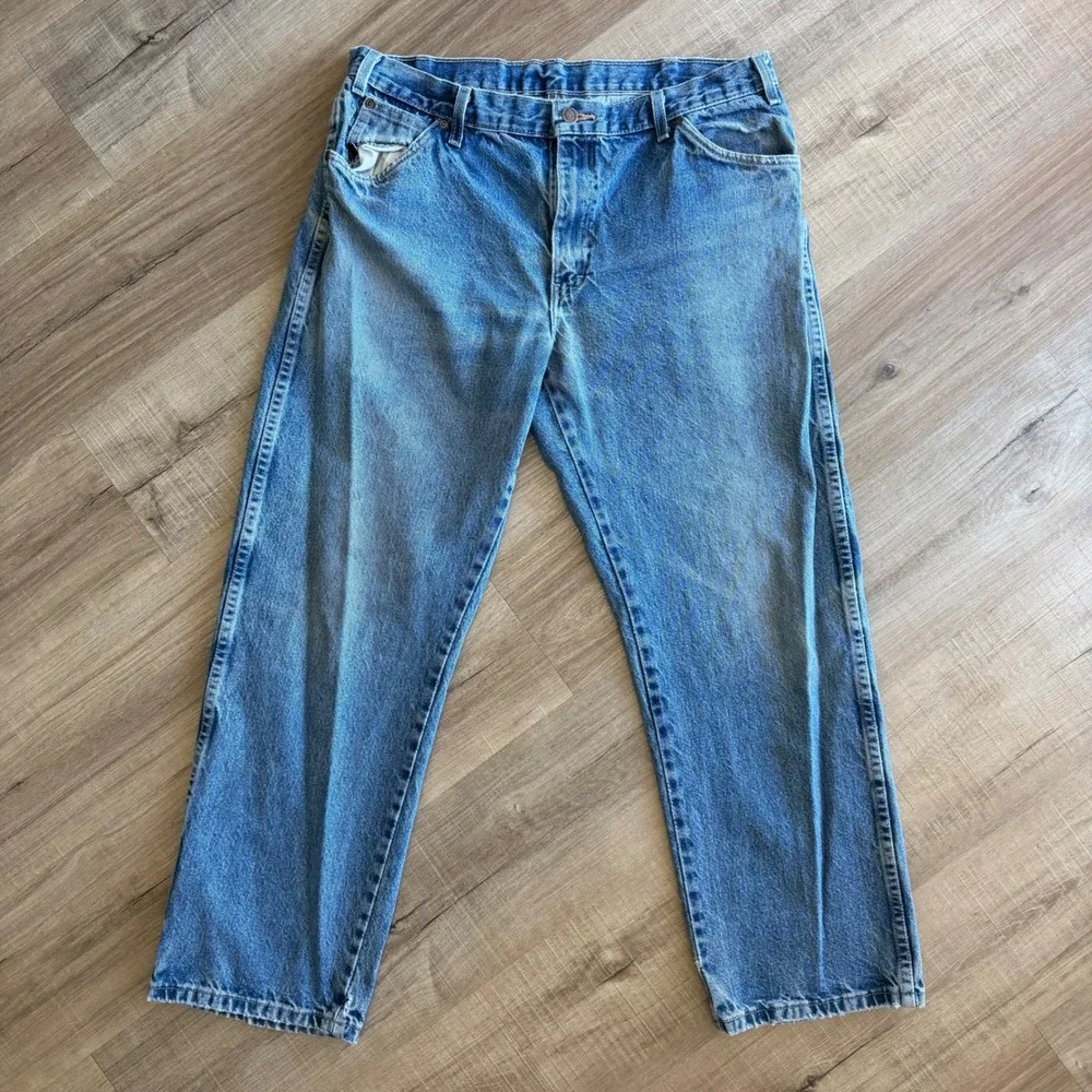 Dickies Relaxed Fit Straight Leg Jeans Mens 36x32 Blue Denim Workwear W4181H1